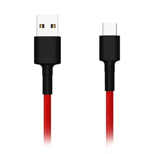 We USB Type-C Braided Cable 100cm - fabric-covered cable red.