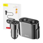 Baseus High Efficiency 2 szivargyújtós elosztó 80W + 2db USB autós töltő 3.1A fekete
