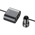 Baseus High Efficiency 2 szivargyújtós elosztó 80W + 2db USB autós töltő 3.1A fekete