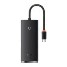 Baseus Lite Series Hub 4in1 adaptér USB-C 4x USB 3.0 + USB-C 25cm čierny (WKQX030301)