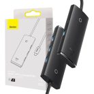Baseus Lite Series Hub 4in1 adaptér USB-C 4x USB 3.0 + USB-C 25cm čierny (WKQX030301)