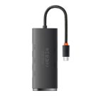 Baseus Lite Series Hub 4in1 adaptér USB-C 4x USB 3.0 + USB-C 25cm čierny (WKQX030301)