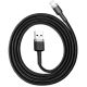 Baseus Cafule iPhone Lightning adat/töltőkábel 2,4A 1m, Szürke-Fekete