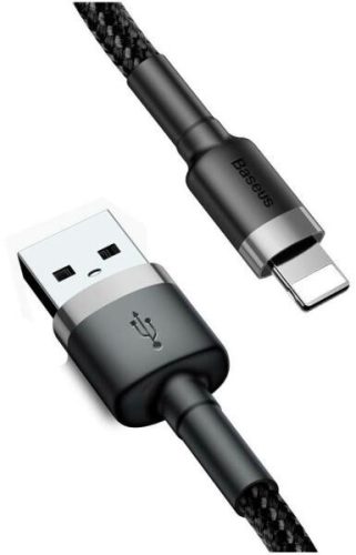 Baseus iPhone Lightning gyors adat, töltőkábel 2.4A 0,5m,  Szürke-Fekete