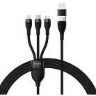 Baseus Flash Series 2  3 az 1-ben USB-kábel, USB-C + microUSB + Lightning 100W 1.2m, fekete