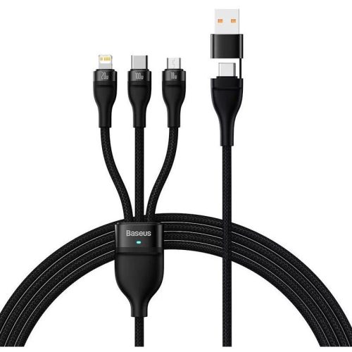 Baseus Flash Series 2  3 az 1-ben USB-kábel, USB-C + microUSB + Lightning 100W 1.2m, fekete