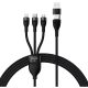 Baseus Flash Series 2  3 az 1-ben USB-kábel, USB-C + microUSB + Lightning 100W 1.2m, fekete