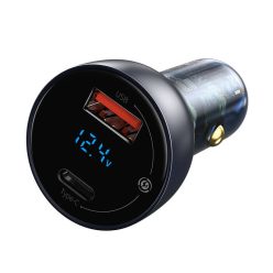   Baseus Particular Digital Display ładowarka samochodowa z wyświetlaczem USB-A + USB-C QC3.0 + PD 65W (CCKX-C0G)