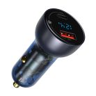 Baseus Particular Digital Display ładowarka samochodowa z wyświetlaczem USB-A + USB-C QC3.0 + PD 65W (CCKX-C0G)