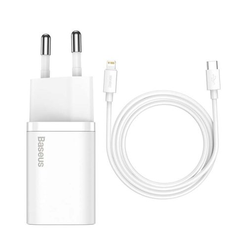 Baseus TZCCSUP-B02 Super Si 1C 20W white fast charger + 1m USB C/Lightning cable