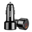 Baseus Magic Series 45W Type-C USB/QC USB digital display black car charger