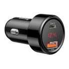 Baseus Magic Series 45W Type-C USB/QC USB digitalni zaslon crni auto punjač