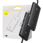Baseus Lite Series Hub 4in1 USB-C 4x USB 3.0 + USB-C 2m čierny (WKQX030501)