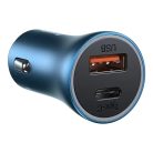 Baseus Golden Contactor Pro ładowarka samochodowa USB-A + USB-C QC4.0 + PD SCP 40W niebieska + kabel USB-C - Lightning 1m niebieski (TZCCJD-03)