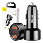 Baseus Magic Series 45W podwójna ładowarka samochodowa QC USB z cyfrowym wyświetlaczem w kolorze czarnym