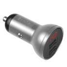 Baseus ładowarka samochodowa z wyświetlaczem 2xUSB-A 4.8A 24W srebrna (CCBX-0S)