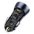 Baseus Golden Contactor Pro auto punjač USB + USB-C QC4.0 + PD SCP 40 W siva + USB-USB-C kabel 1m crna (TZCCJD-0G)