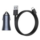 Baseus Golden Contactor Pro auto punjač USB + USB-C QC4.0 + PD SCP 40 W siva + USB-USB-C kabel 1m crna (TZCCJD-0G)