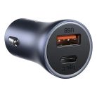 Baseus Golden Contactor Pro ładowarka samochodowa USB + USB-C QC4.0 + PD SCP 40W szara + kabel USB-C iP 1m czarny (TZCCJD-B0G)