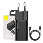 Baseus Super Si 1C 25W szybka ładowarka adapter z kablem USB-C-USB-C 1m czarny (TZCCSUP-L01)