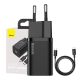 Baseus Super Si 1C 25W szybka ładowarka adapter z kablem USB-C-USB-C 1m czarny (TZCCSUP-L01)