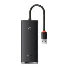 Baseus Lite Series 4 az 1-ben USB - 4x USB 3.0 hub 25 cm fekete (WKQX030001)