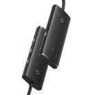 Baseus Lite Series 4 az 1-ben USB - 4x USB 3.0 hub 25 cm fekete (WKQX030001)