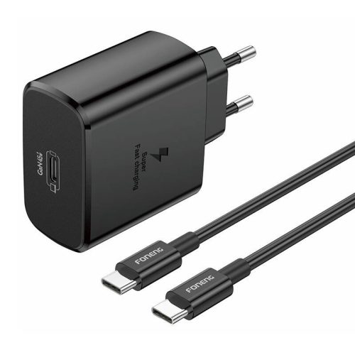 Foneng EU62 ładowarka sieciowa USB-C 45W + kabel USB-C (czarny)