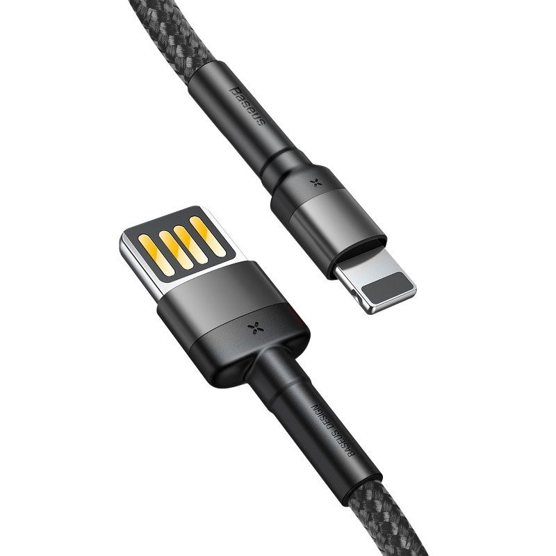 Baseus Cafule Lightning - USB (double-sided) cable 2m black-gray (CALKLF-HG1)