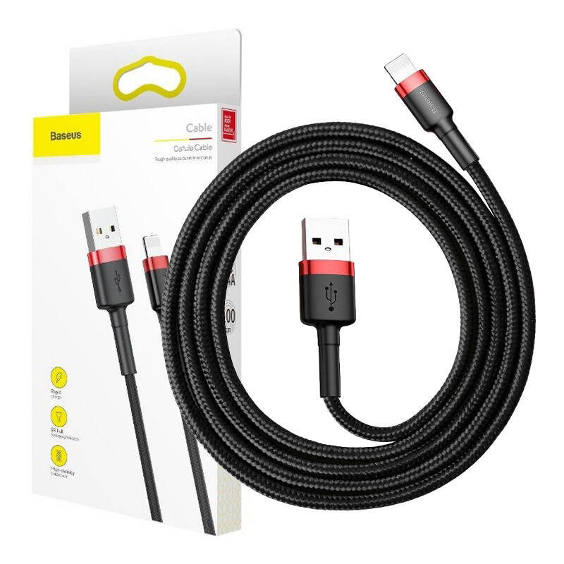 Baseus cafule USB lightning 2.4A 1M CALKLF-B19 črn kabel