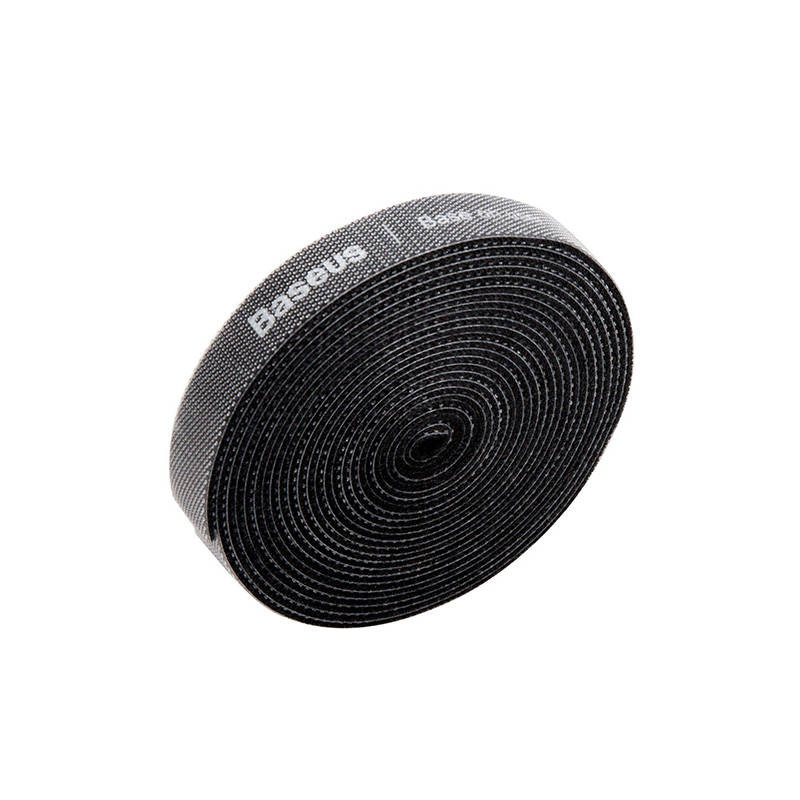 Baseus ACMGT-F01 Rainbow Circle 3m black cable organizer with Velcro strap.