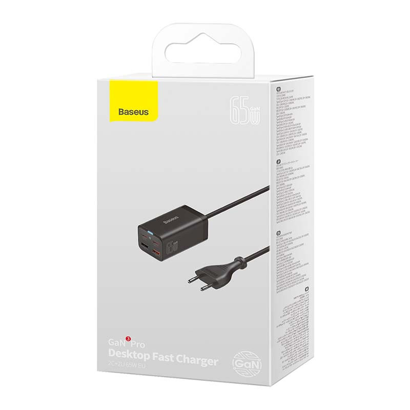 Baseus CCGP040101 GaN3 Pro 65W 2xUSB/2xType-C black fast charger