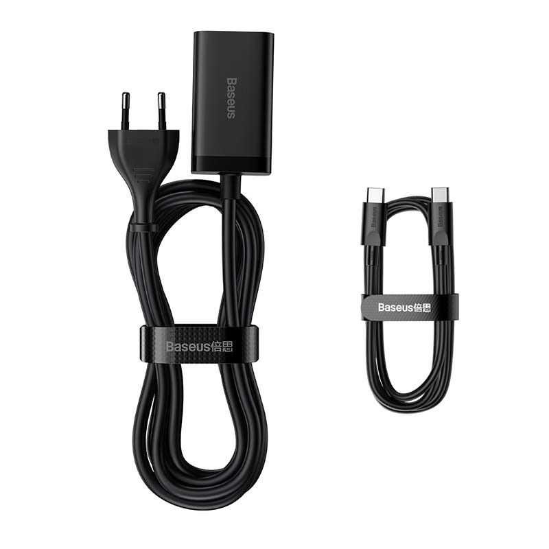 Baseus CCGP040101 GaN3 Pro 65W 2xUSB/2xType-C black fast charger