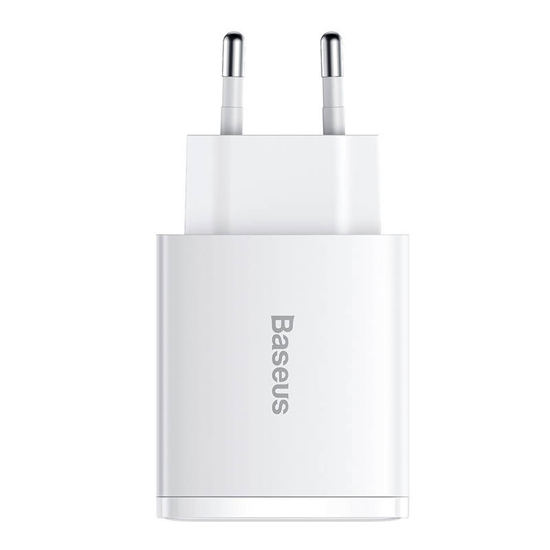 Baseus kompaktný rýchlonabíjač 2xUSB-A / USB-C PD 3A 30 W biely (CCXJ-E02)