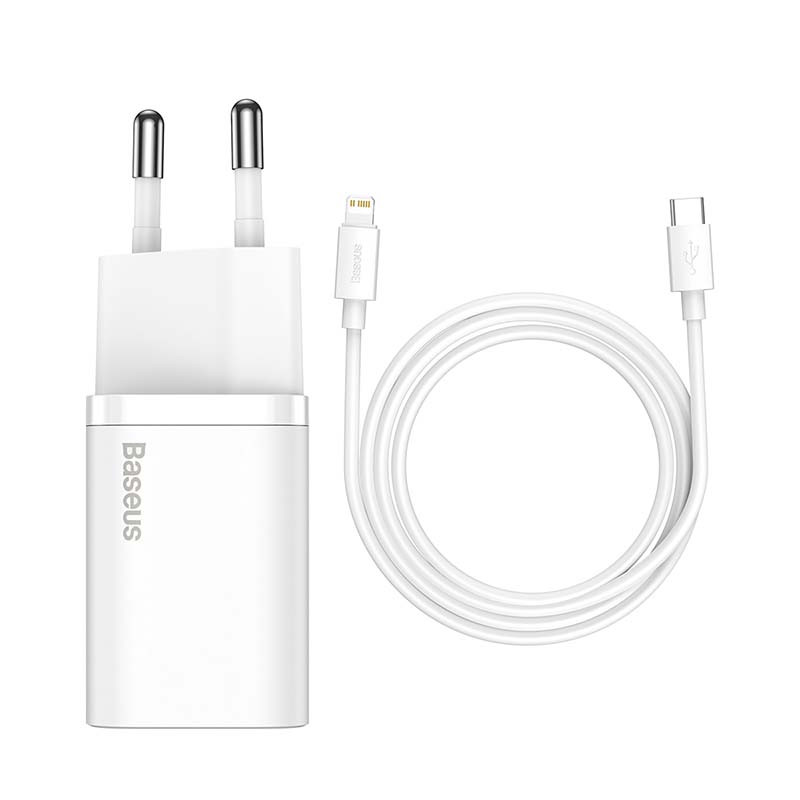 Baseus TZCCSUP-B02 Super Si 1C 20W white fast charger + 1m USB C/Lightning cable