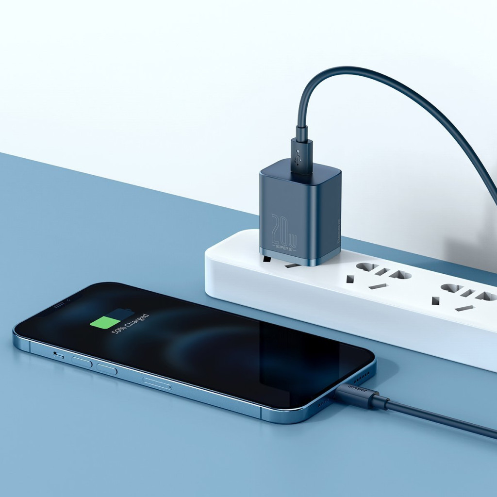 Baseus Super Si Quick Charger 1C 20W wall charger + USB-C - Lightning cable 1m blue (TZCCSUP-B03)
