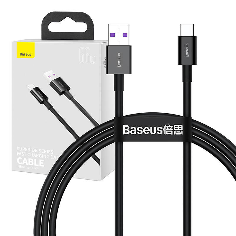 Baseus Superior USB-USB-C Cable, 66W, 1m, Black (CATYS-01)