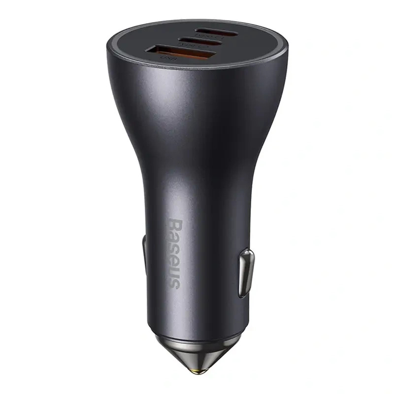 Baseus Golden Contactor Pro CGJP010013 1xUSB, 2xUSB-C, 65W, dark gray car fast charger