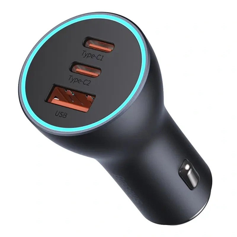 Baseus Golden Contactor Pro CGJP010013 1xUSB, 2xUSB-C, 65W, dark gray car fast charger