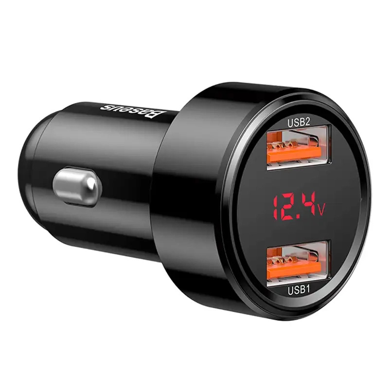 Baseus Magic Series 45W podwójna ładowarka samochodowa QC USB z cyfrowym wyświetlaczem w kolorze czarnym