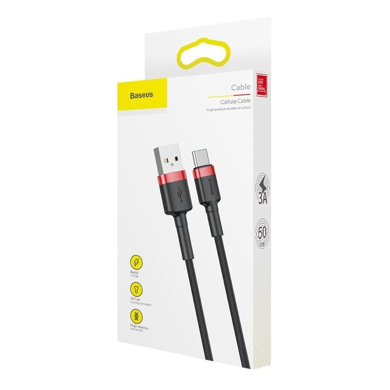 Baseus CATKLF-U91 Cafule 3m 2A USB A/USB C red-black data and charging cable