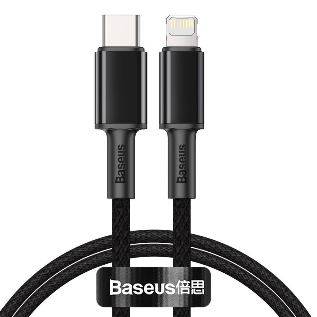 Baseus USB-C to Lightning High-Density Braided Cable, 20W, 5A, PD, 2m, Black (CATLGD-A01)