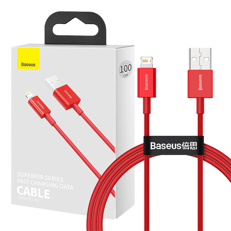 Baseus Superior USB Charging Cable, 2.4 A, 1 m, Red (CALYS-A09)
