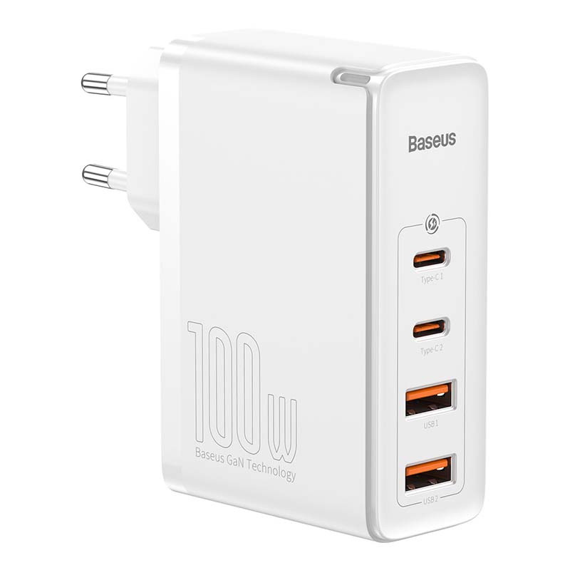 Baseus CCGAN2P-L02 GaN2 Pro 100W 2xUSB/2xType-C 100W white wall charger