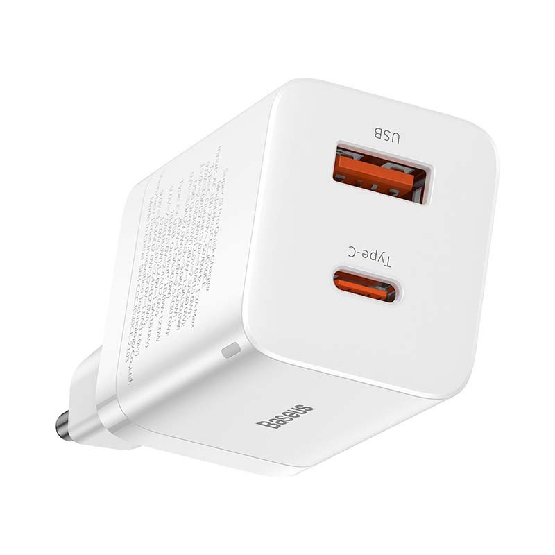 Baseus CCSUPP-E02 Super Si Pro 30W USB/USB C White Fast Charger