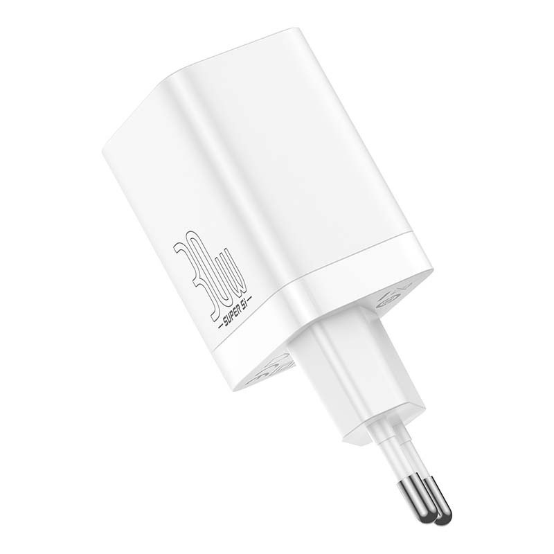 Baseus CCSUPP-E02 Super Si Pro 30W USB/USB C White Fast Charger