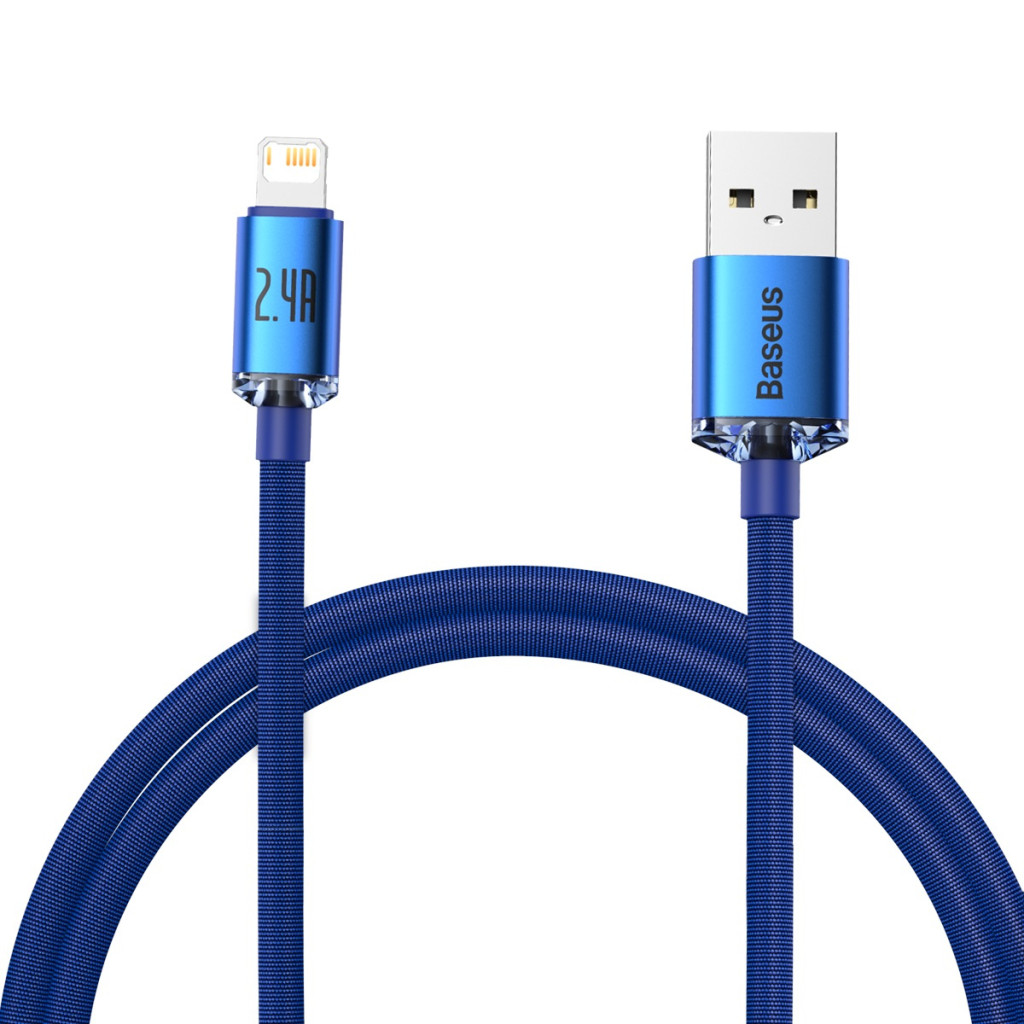 Baseus Crystal Shine USB-Lightning charging cable, 2.4A, 1.2 m, blue (CAJY000003)