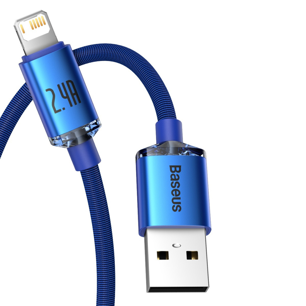 Baseus Crystal Shine USB-Lightning charging cable, 2.4A, 1.2 m, blue (CAJY000003)