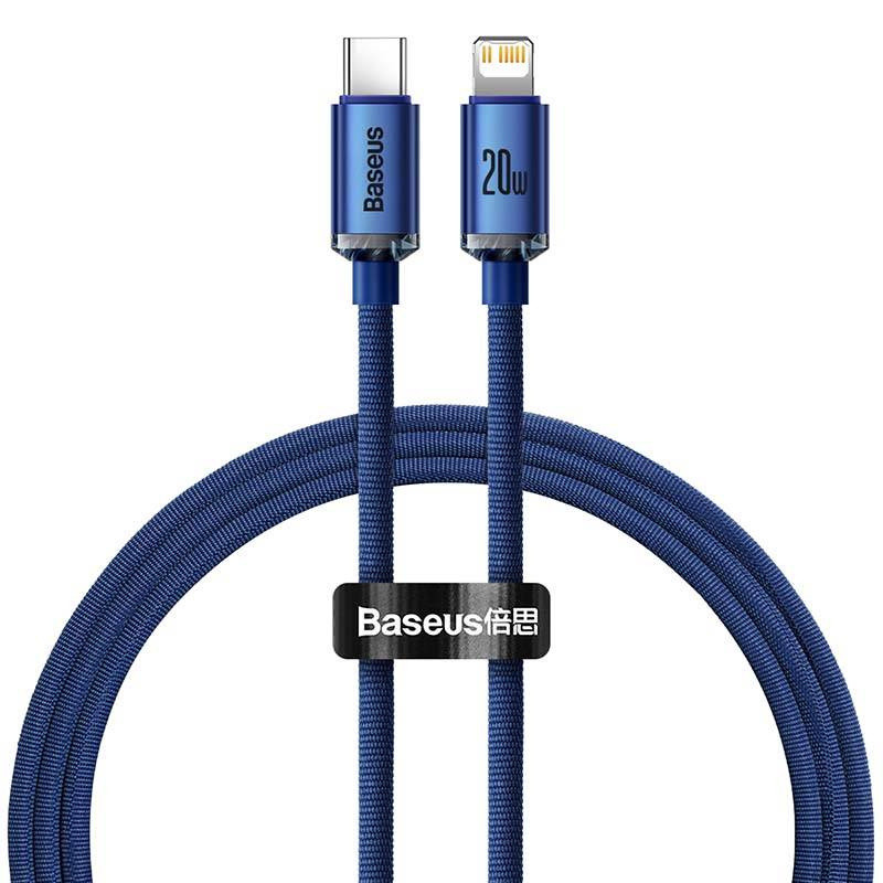 Baseus Crystal USB-C Lightning Cable, 20W, 1.2m, Blue (CAJY000203)
