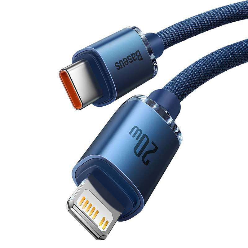 Baseus Crystal USB-C Lightning Cable, 20W, 1.2m, Blue (CAJY000203)